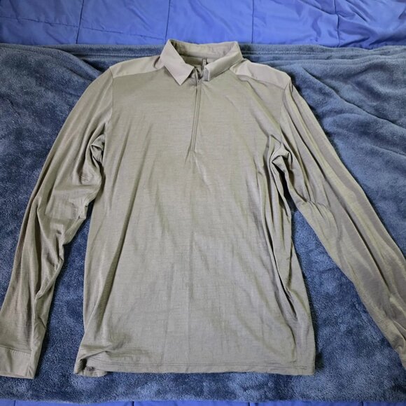 Arc'teryx Veilance Khaki Green Long Sleeve Polo Slate Gray Men's US S 1 Used - Picture 1 of 6